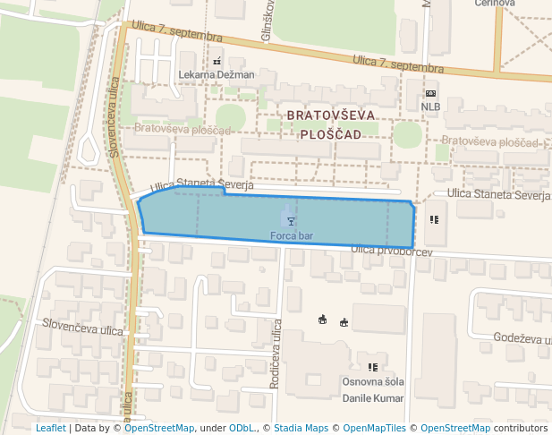 walking in Športni park Bratovševa map in Ljubljana