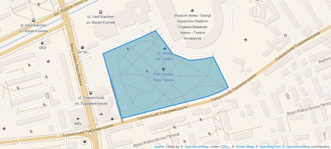 walking in Park Gerena map in Sofia
