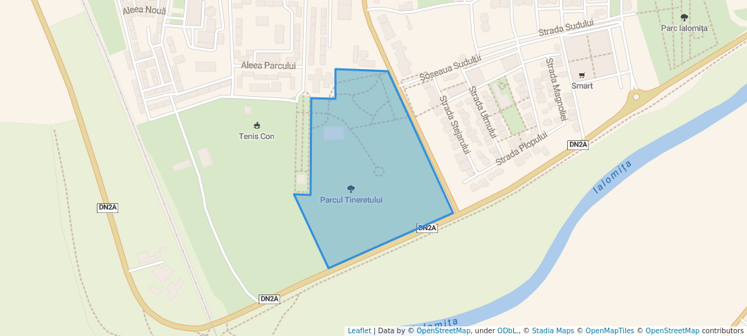 walking in Parcul Tineretului map in Slobozia