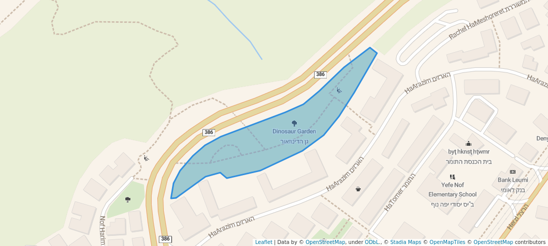 walking in Dinosaur Garden map in Jerusalem