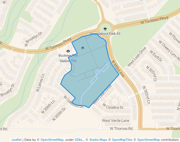 walking in Tartesso Community Sports Park map in Buckeye