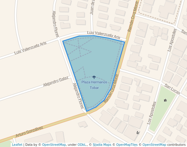 walking in Plaza Hermanos Tobar map in Macul