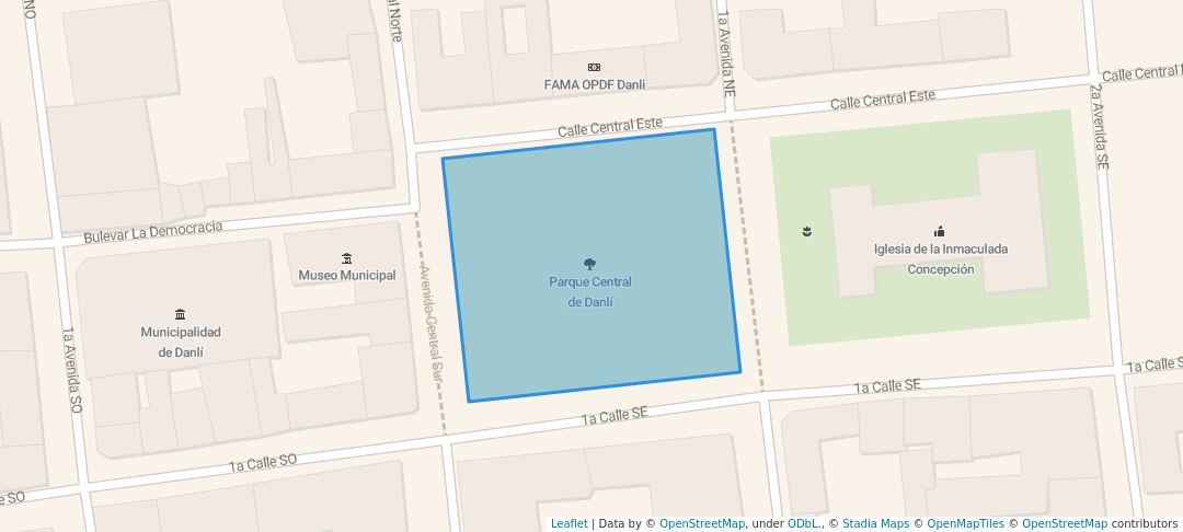 walking in Parque Central de Danlí map in Danlí