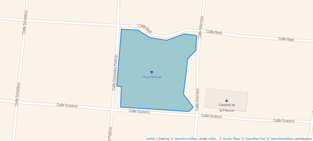 walking in Plaza Bolivar map in Valle de la Pascua