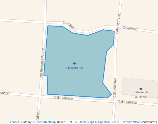 walking in Plaza Bolivar map in Valle de la Pascua