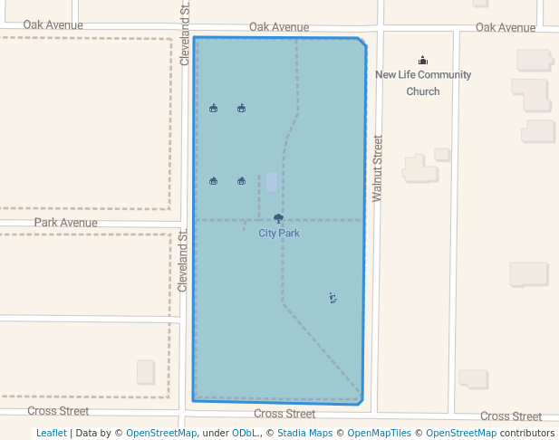 walking in City Park map in Woodland