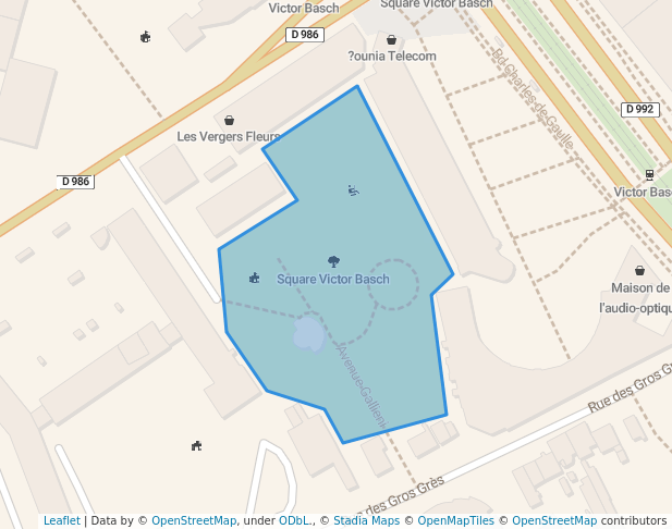 walking in Square Victor Basch map in Colombes