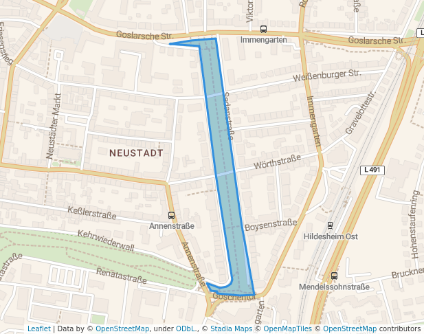 walking in Sedanallee map in Hildesheim