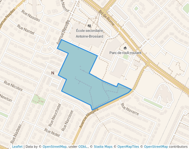 walking in Parc Niagara map in Brossard