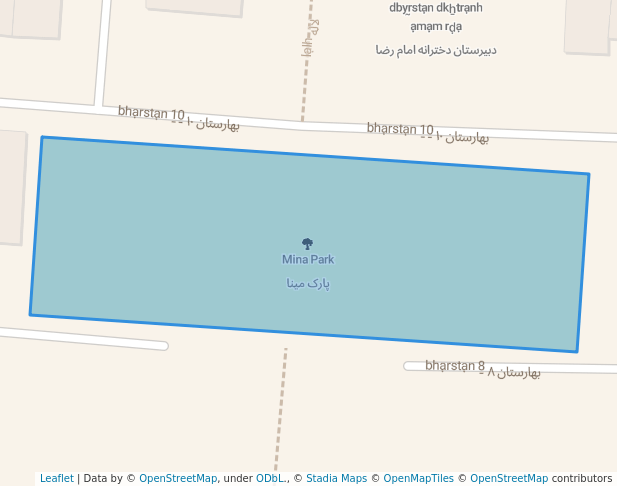 walking in Mina Park map in Mashhad