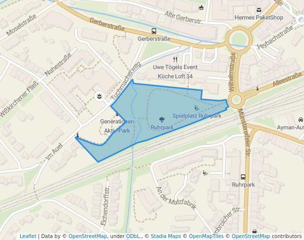 walking in Ruhrpark map in Euskirchen