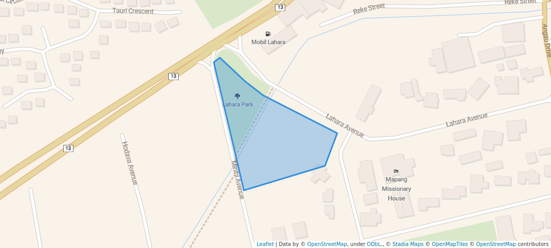 walking in Minihi Park map in Port Moresby