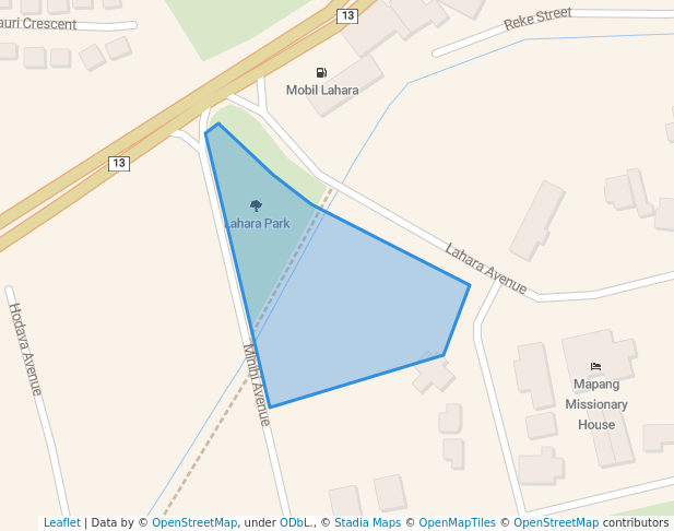 walking in Minihi Park map in Port Moresby