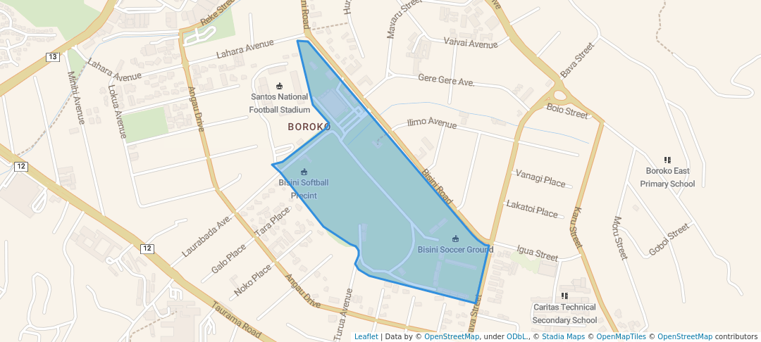 walking in Boroko Recreation Ground map in Port Moresby