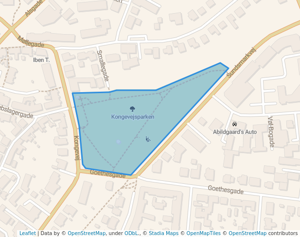 walking in Kongevejsparken map in Sønderborg