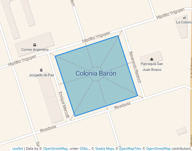 walking in Plaza de los Inmigrantes map in Colonia Baron