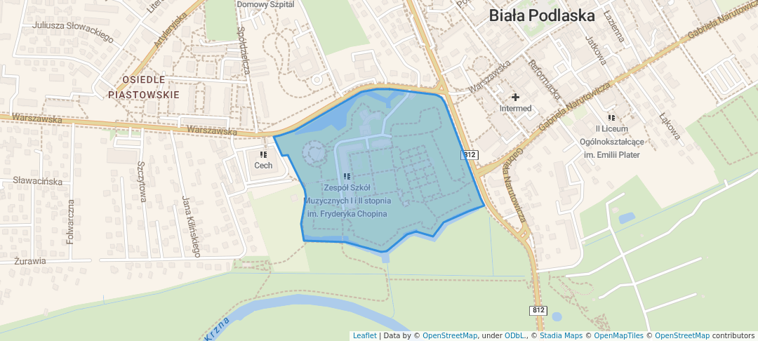 walking in Park Radziwiłłowski map in Biała Podlaska