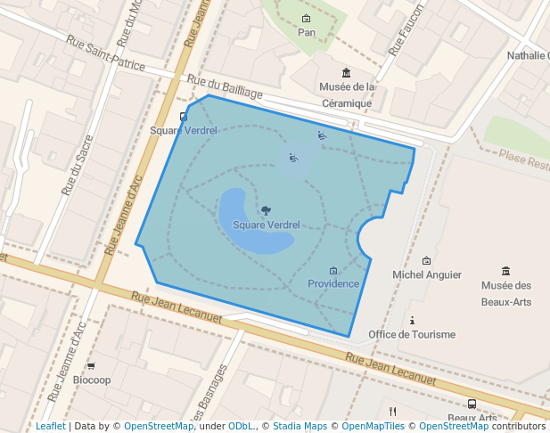 walking in Square Verdrel map in Rouen