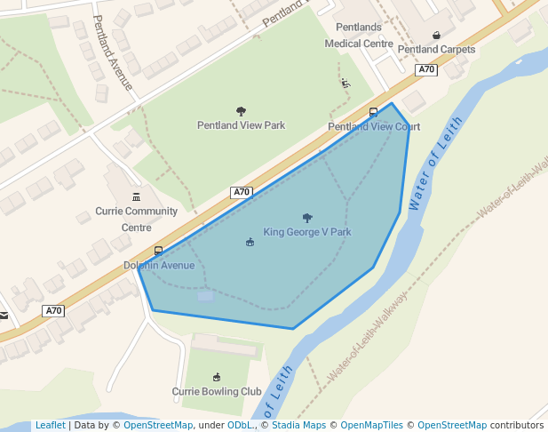 walking in King George V Park map in Currie