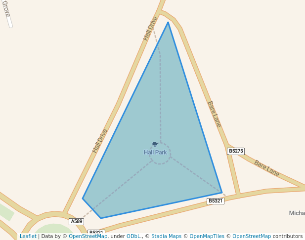 walking in Hall Park map in Morecambe