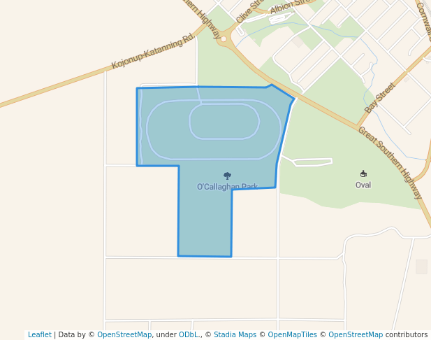 walking in O'Callaghan Park map in Katanning