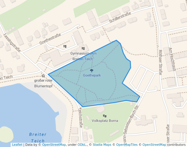 walking in Goethepark map in Borna