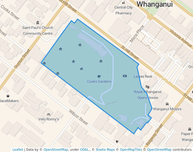 walking in Cooks Gardens map in Whanganui