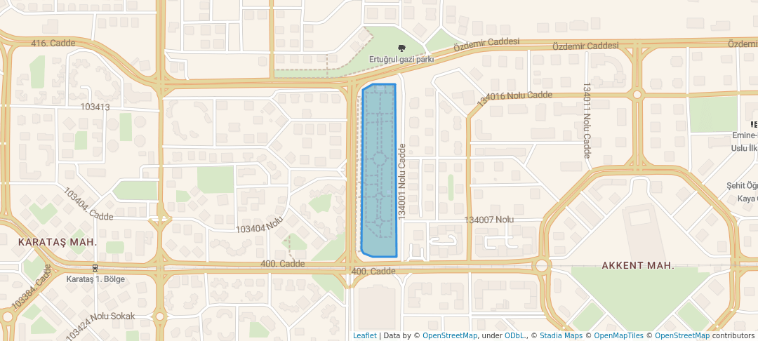 walking in Akkent Parkı map in Gaziantep