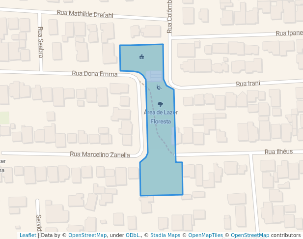 walking in Área de Lazer Floresta map in Joinville