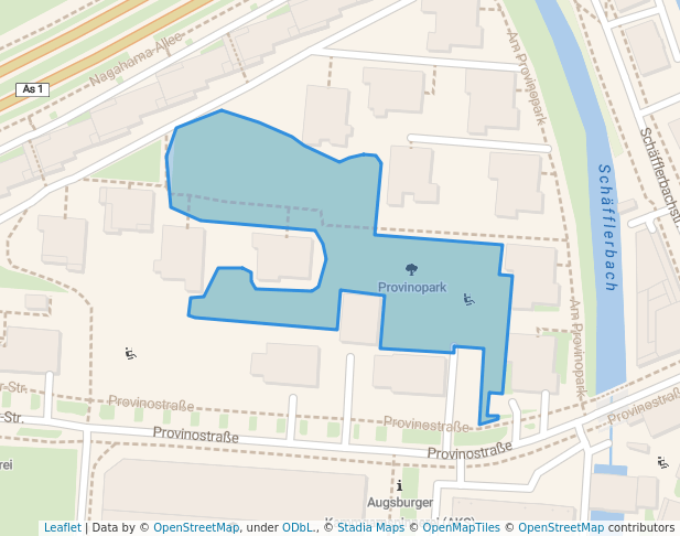 walking in Provinopark map in Augsburg