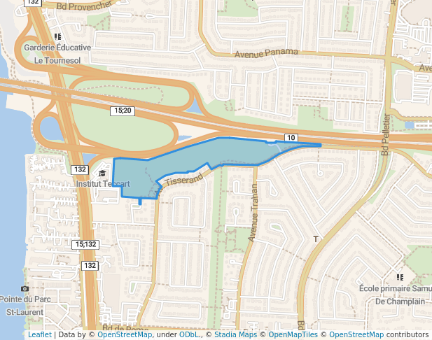 walking in Parc de la Terre map in Brossard