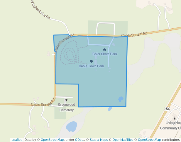 walking in Cable Town Park map in Cable