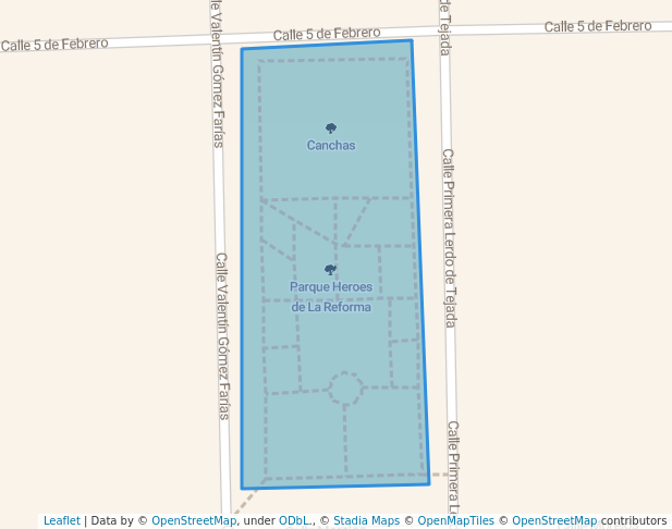walking in Parque Heroes de La Reforma map in Nuevo Casas Grandes