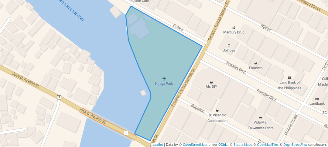 walking in Nijaga Park map in Calbayog City