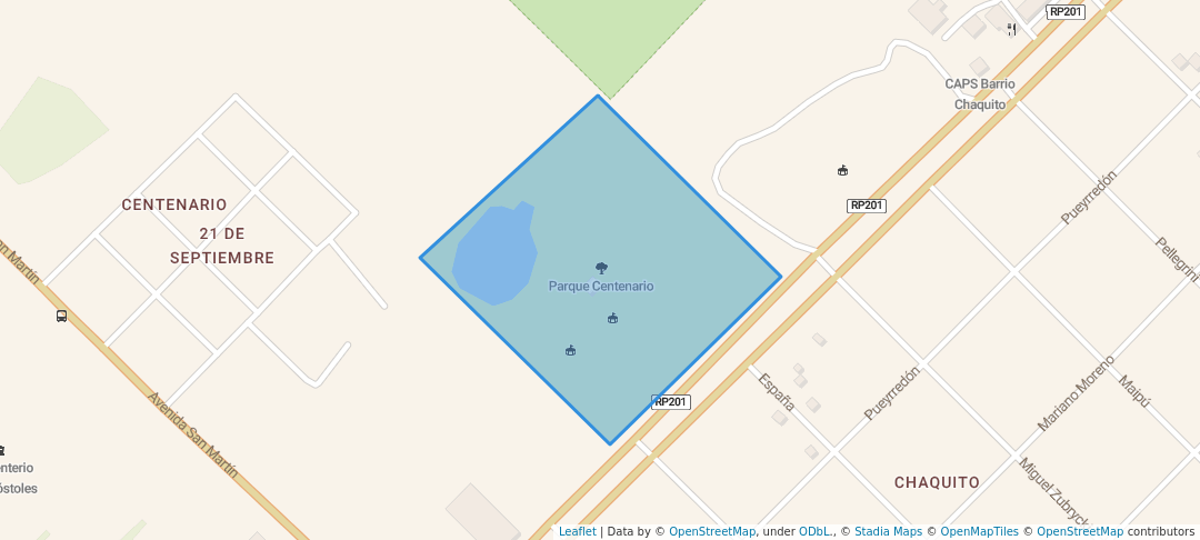 walking in Parque Centenario map in Apóstoles