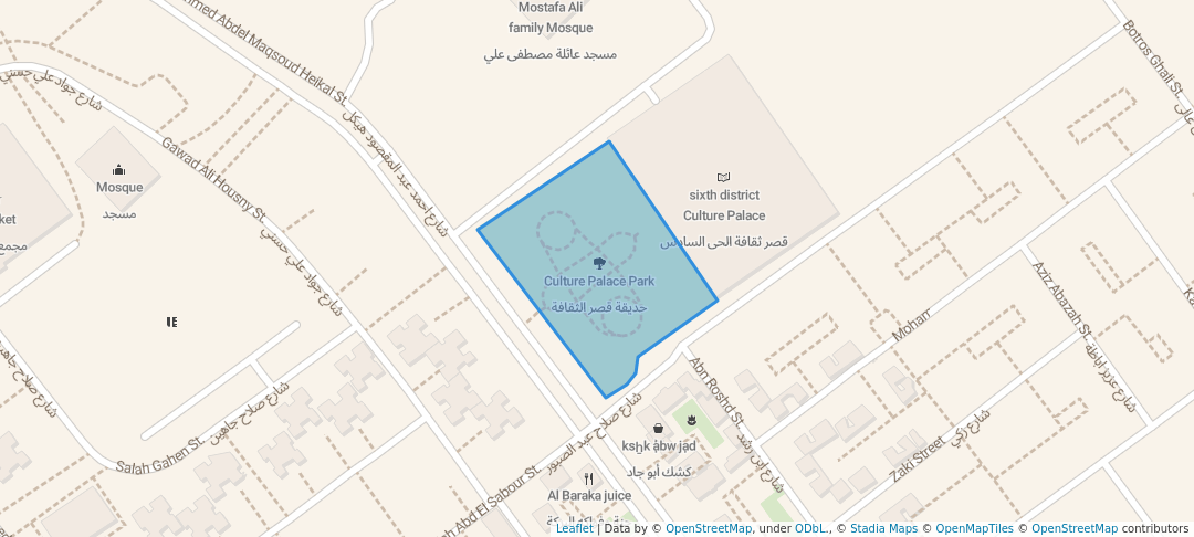 walking in Culture Palace Park map in 6th of October City