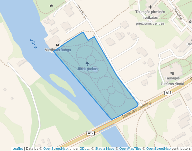 walking in Jūros parkas map in Tauragė