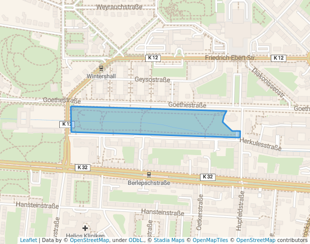 walking in Goetheanlage map in Kassel