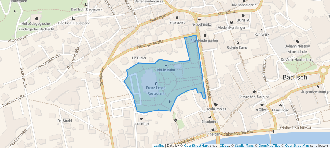 walking in Kurpark map in Bad Ischl