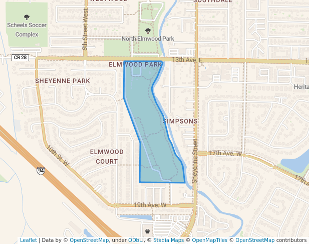 walking in South Elmwood Park map in West Fargo