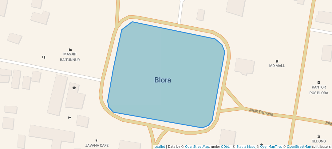 walking in Alun-Alun Blora map in Blora