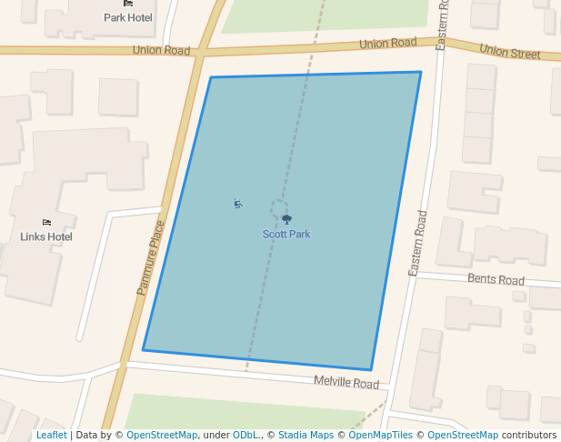 walking in Scott Park map in Montrose