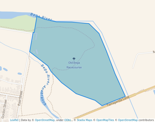 walking in Old Bega Racecourse map in Bega