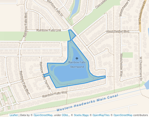 walking in Rainbow Falls Stormpond map in Chestermere