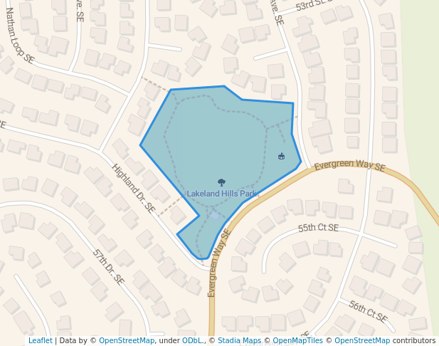 walking in Lakeland Hills Park map in Auburn