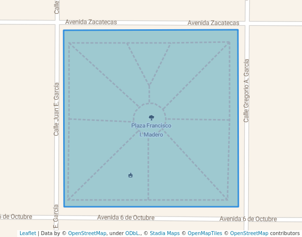 walking in Plaza Francisco I. Madero map in Torreón