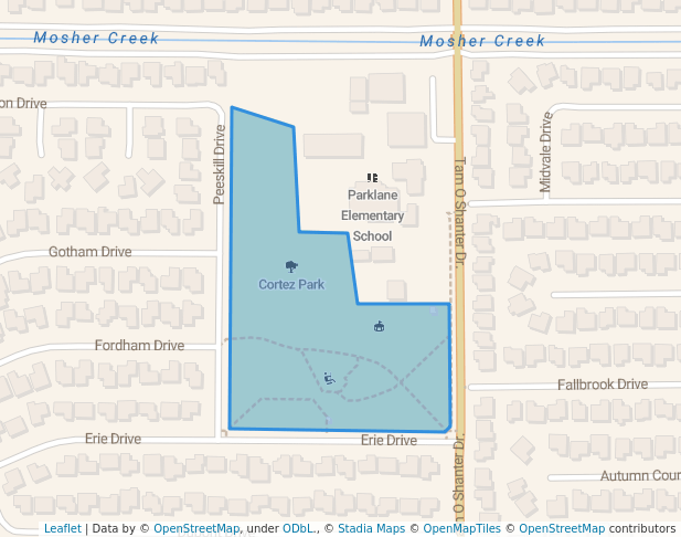 walking in Cortez Park map in Stockton