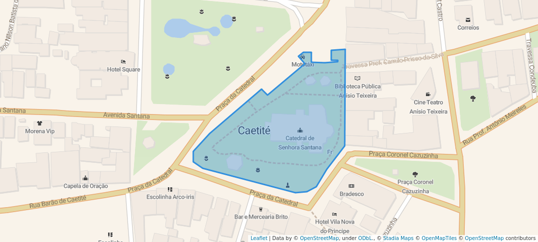 walking in Praça da Catedral map in Caetité