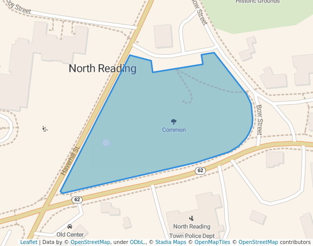 walking in Common map in North Reading