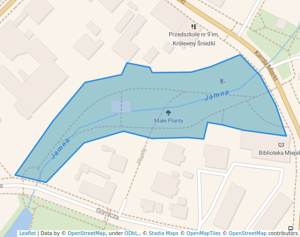 walking in Małe Planty map in Mikołów